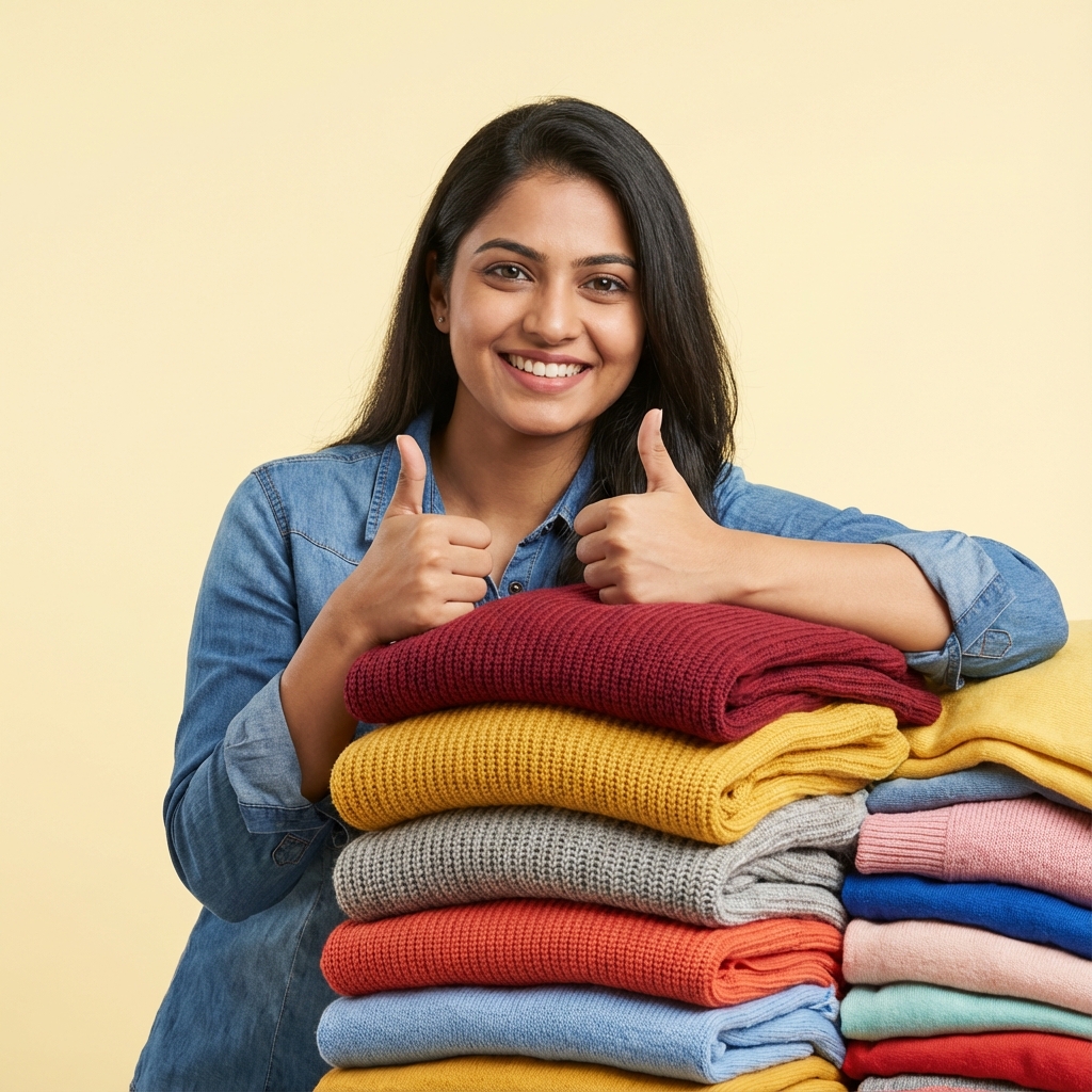 Happy Customer with Laundry